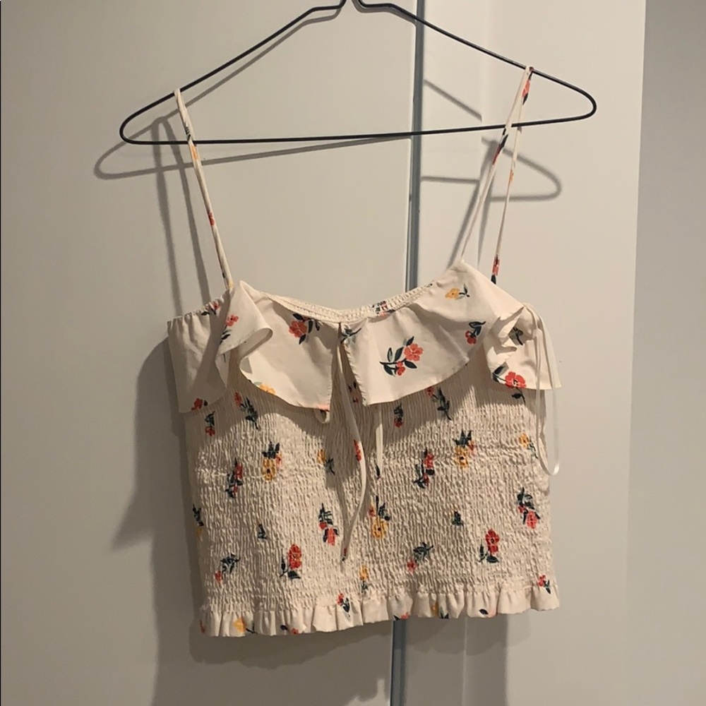 Floral crop top with ruffles